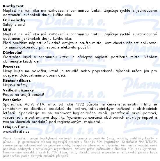 Příbalový leták - FIXAplast CORN náplast na kuří oka 6ks