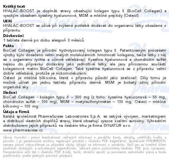 Příbalový leták - HYALAC-BOOST PharmaSuisse tbl.90 výhodné balení
