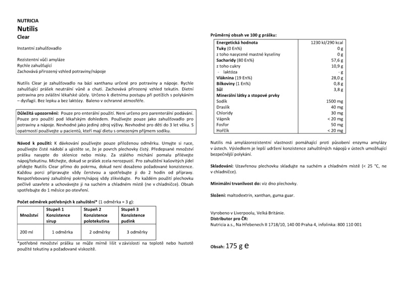 Příbalový leták (SUKL) - Nutilis Clear por. plv. 1x175 g