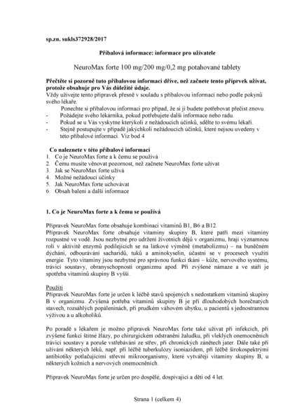 Příbalový leták (SUKL) - Neuromax Forte 20 potahovaných tablet