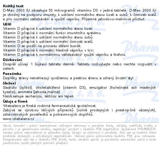 Příbalový leták - D-Max 2000 IU 90 tablet