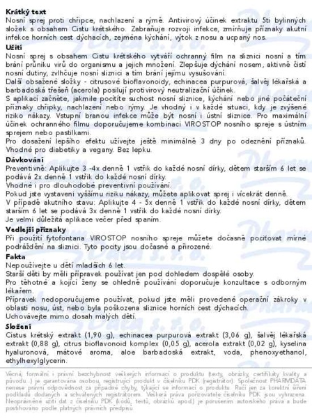 Příbalový leták - VIROSTOP nosní sprej 20ml