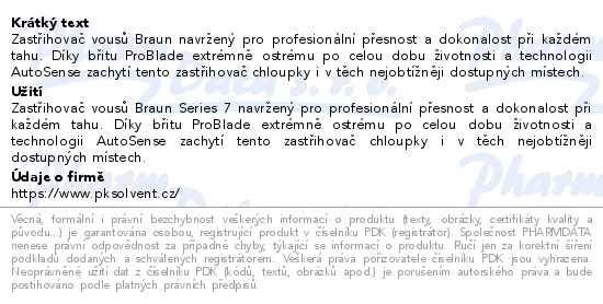 Příbalový leták - Braun Series 7 BT7 zastřihovač vousů