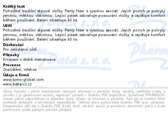 Příbalový leták - Bella Panty new slipové vložky normal 60ks
