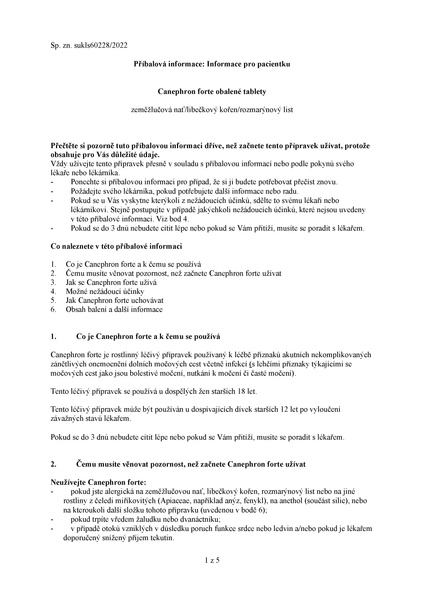 Příbalový leták (SUKL) - Canephron forte tbl.obd.30