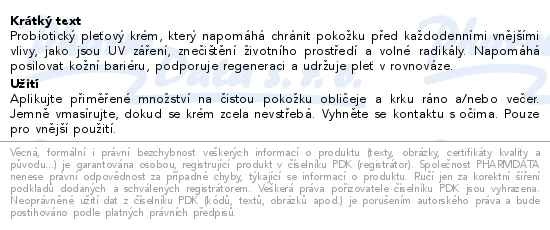 Příbalový leták - SKINDERMA Probiotik Cream 50ml