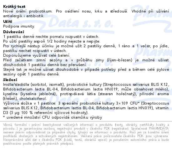 Příbalový leták - GS Bacto 3 20 pastilek