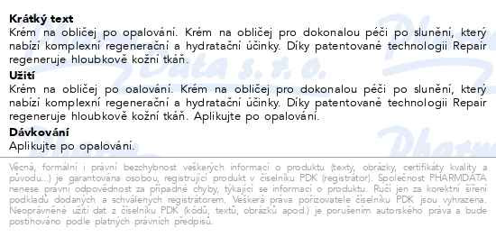 Příbalový leták - ESTHEDERM After sun repair face care 50ml