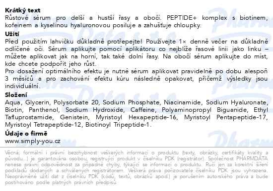 Příbalový leták - PLANTHÉ Sérum pro růst řas a obočí 6 ml