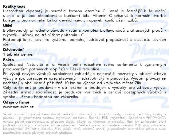 Příbalový leták - NATURVITA Hesperutin s neutrální formou vitamínu C 60 tablet