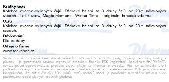 Příbalový leták - TEEKANNE Let it Snow balení 3x20ks + hrnek