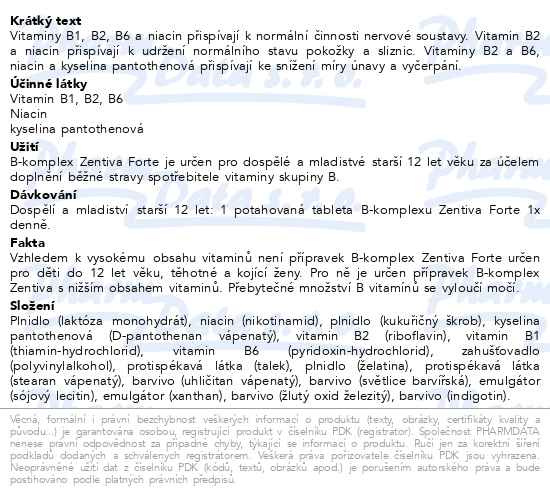 Příbalový leták - B-Komplex Zentiva forte 20 potahovaných tablet