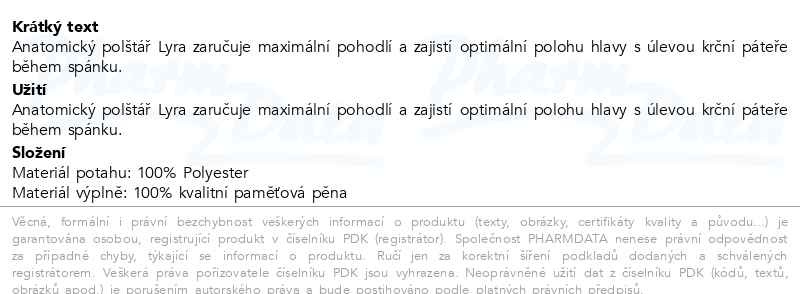 Příbalový leták - Connect IT ergonomivký polštář Lyra