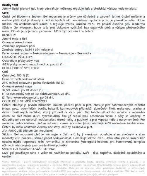 Příbalový leták - BIODERMA Sébium Gel moussant 400ml