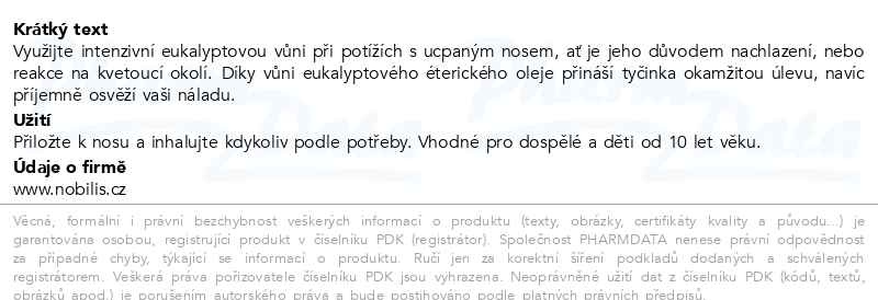 Příbalový leták - Nobilis Tilia Inhalační tyčinka volný nádech