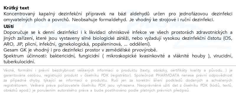 Příbalový leták - Desam GK 1l