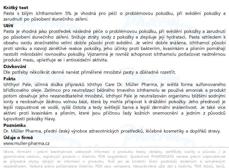 Příbalový leták - Ichthyo Care pasta 5% 30ml Dr.Müller