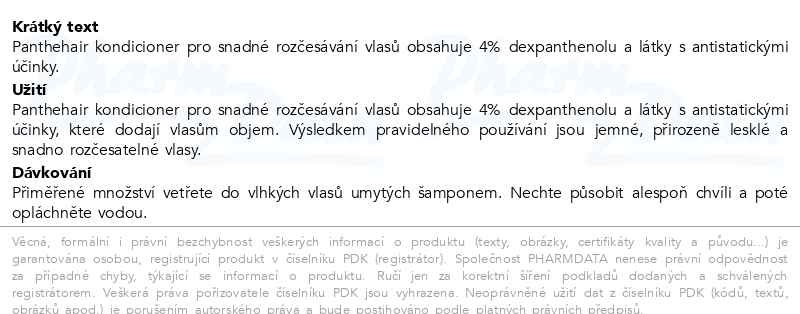 Příbalový leták - Panthehair kondicioner 200ml Dr.Müller