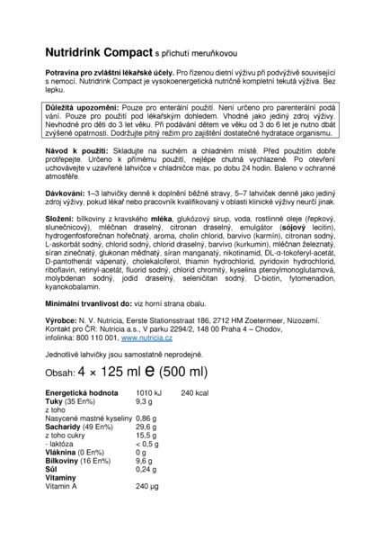 Příbalový leták (SUKL) - Nutridrink Compact s přích.meruňk.por.sol.4x125ml