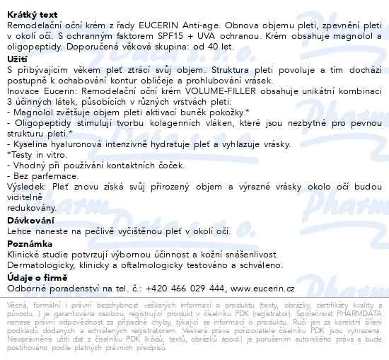 Příbalový leták - EUCERIN VOLUME-FILLER oční krém 15ml