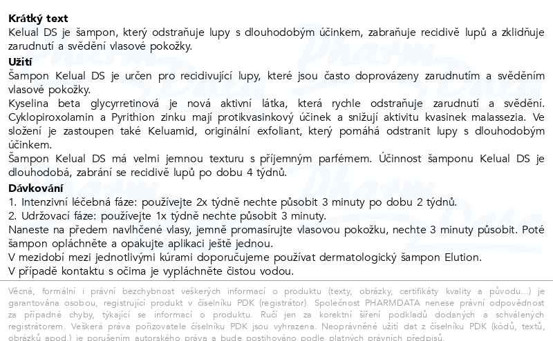 Příbalový leták - DUCRAY Kélual DS Šampon proti lupům 100ml