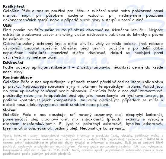 Příbalový leták - GeloSitin Péče o nos 15 ml
