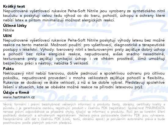 Příbalový leták - Rukavice vyš.Peha-Soft NITRILE b.pudru nes.M 100ks