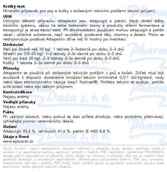 Příbalový leták - APTUS Attapectin vet.tbl.30
