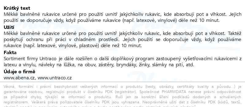 Příbalový leták - ABENA Rukavice bavlněné nitěné 12 párů/balení