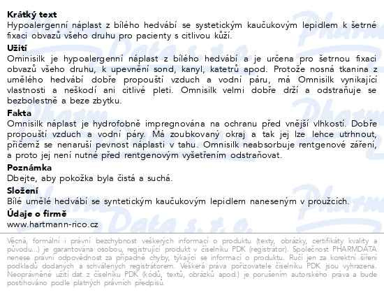 Příbalový leták - Náplast Omnisilk bílé hedvábí 1.25cmx5m 1ks