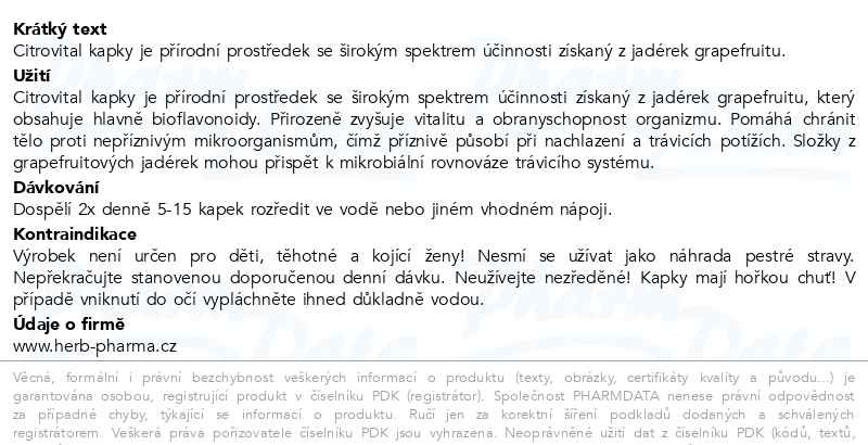Příbalový leták - Fytofontana Citrovital kapky 25ml