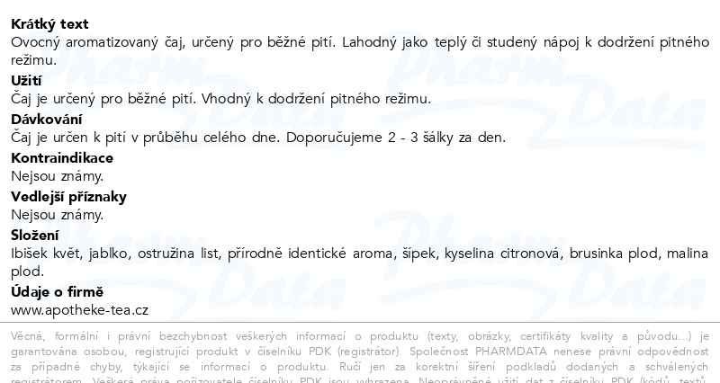Příbalový leták - Apotheke Brusinka a malina čaj 20x2g