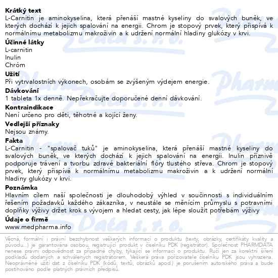 Příbalový leták - MedPharma L-Carnitin 500mg+Inulin+Chrom tbl.67