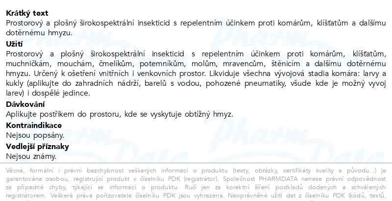 Příbalový leták - Repelent Predator 3D spray 300ml