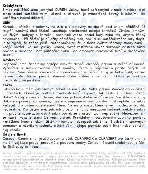 Příbalový leták - CURAPROX CS 5460 zubní kartáček Ultrasoft blistr