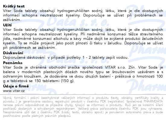 Příbalový leták - Vitar Soda tbl.150