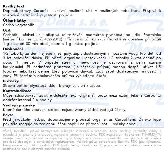 Příbalový leták - Carbofit tob.20