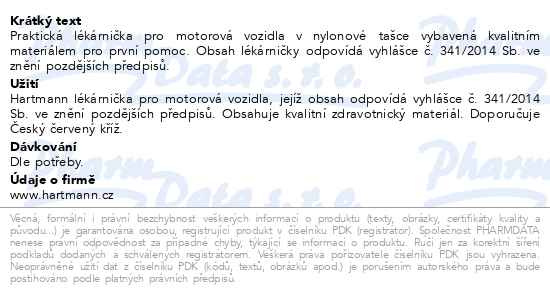 Příbalový leták - Autolékárnička HARTMANN modrá
