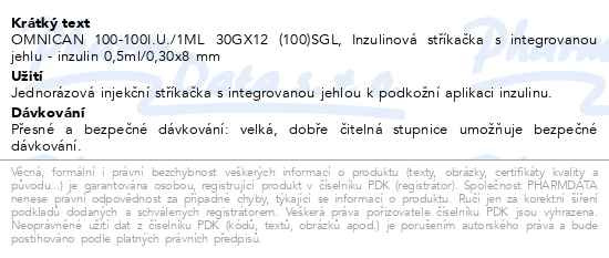 Příbalový leták - OMNICAN 100 1ml U100 29G/0.3x12mm ster.100ks SGL