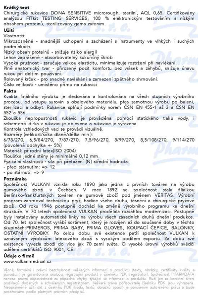 Příbalový leták - DONA Sensitive ruka.oper.steril.prašné vel.7/pár