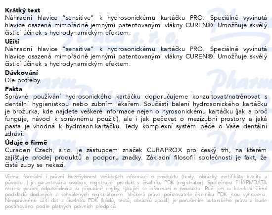 Příbalový leták - CURAPROX Hydrosonic Pro sensitive náhr.hlavice 2ks