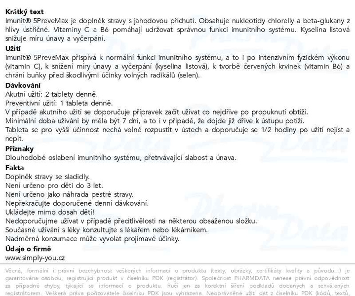 Příbalový leták - 5PreveMax Imunit nukleotidy+betaglukan tbl. 60+20