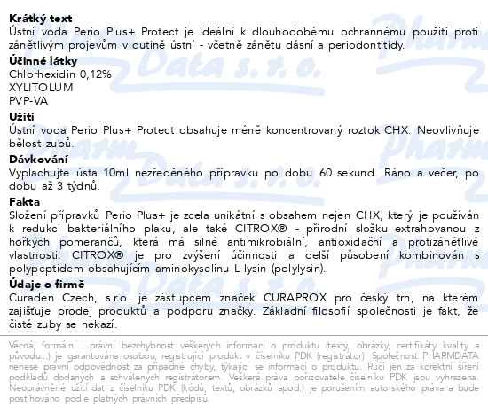 Příbalový leták - CURAPROX Perio Plus+ Protect ústní voda 200ml