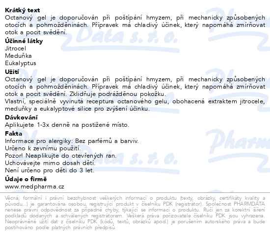 Příbalový leták - MedPharma Octanový gel NATURAL 110g