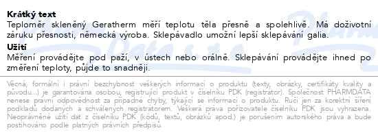 Příbalový leták - Geratherm Teploměr sklen.bezrtuť.CLASSIC