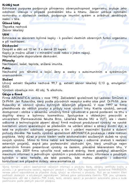 Příbalový leták - AROMATICA Echinacea se zázvorem bylin.kapky 50ml