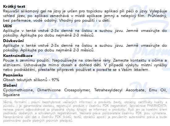 Příbalový leták - RejuvaSil silikonový gel na jizvy 10ml