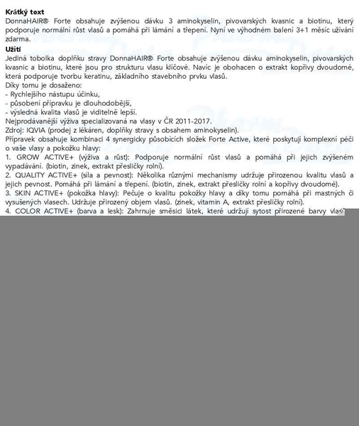 Příbalový leták - DonnaHAIR FORTE 4měsíční kúra tob.90+30 zdarma