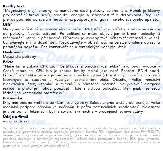 Příbalový leták - Saloos Hořčíkový olej 50ml