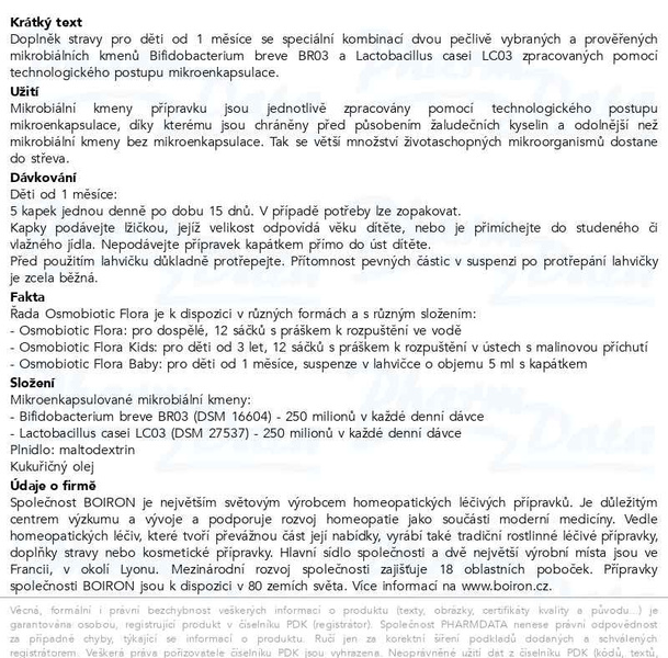 Příbalový leták - Osmobiotic Flora Baby por.gtt.sus. 5 ml